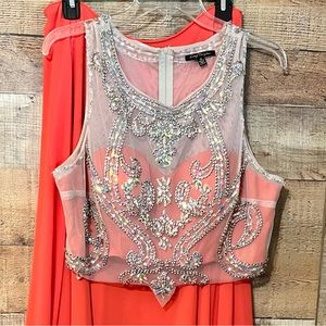 Size 13 2-piece formal.  Length is long.  Beautiful color